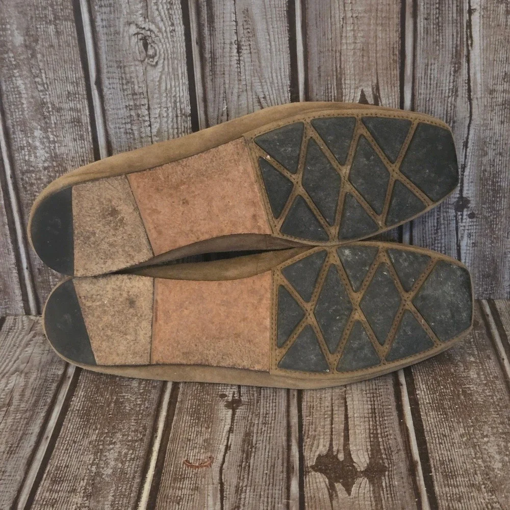 Sz 10.5 M Womens Tory Burch Fitz Brown Suede Square Toe Loafers Flats Shoes